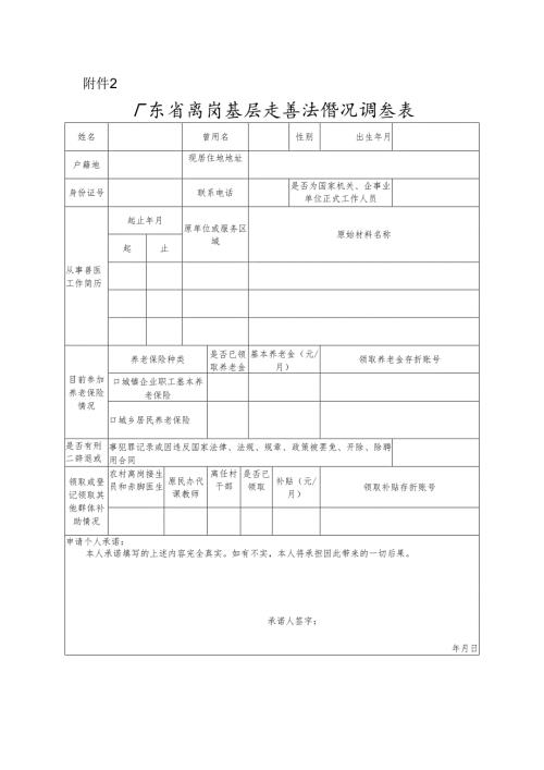 广东省离岗基层老兽医情况调查表.docx