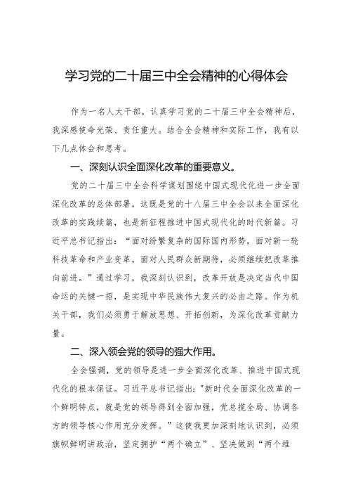 关于党的二十届三中全会精神最新版心得体会发言稿样本(38篇).docx