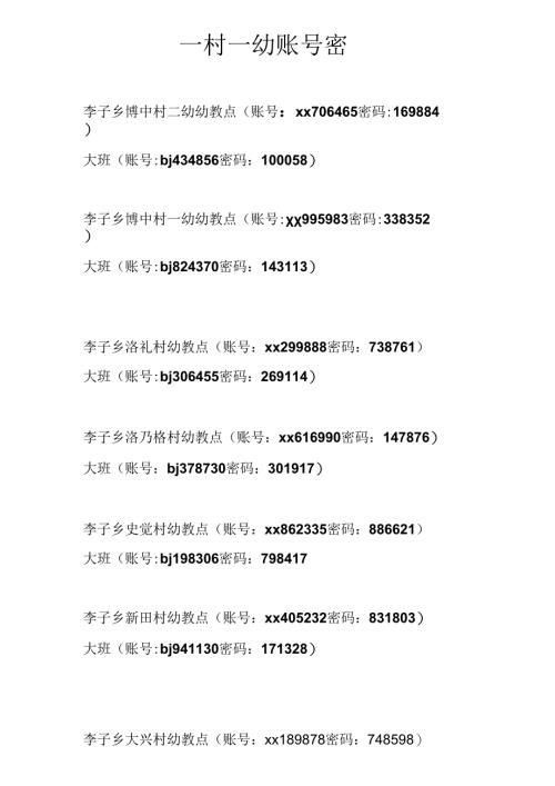 一村一幼账号密码.docx