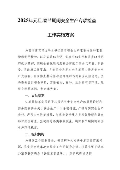 2025年国企开展《元旦、春节期间安全生产专项检查》工作方案 （4份）_82.docx