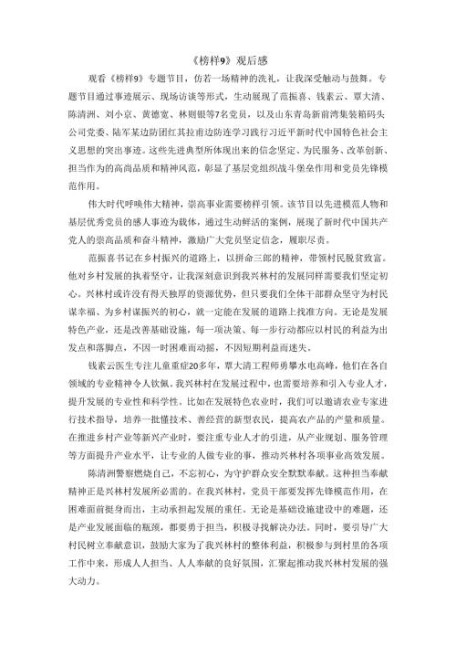专题节目《榜样9》观后感 二.docx