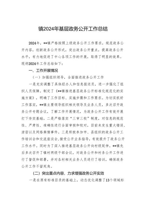 镇2024年基层政务公开工作总结.docx