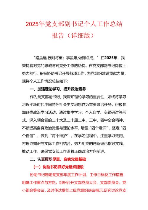 2025年党支部副书记个人工作总结报告（详细版）.docx