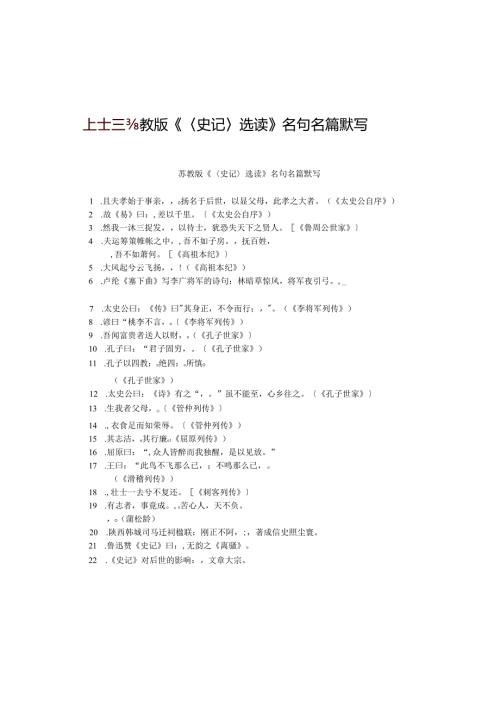 苏教版《〈史记〉选读》名句名篇默写.docx