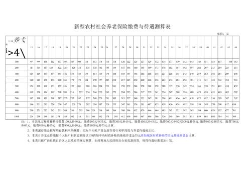 新型农村社会养老保险缴费与待遇测算表.docx