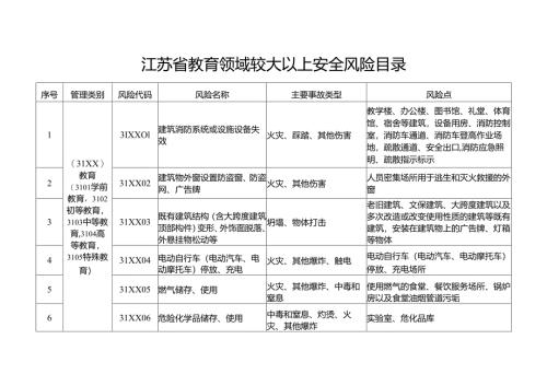 2024版《江苏省教育领域较大以上安全风险目录》清单.docx