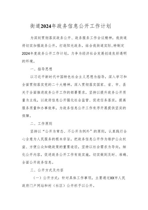 街道2024年政务信息公开工作计划.docx