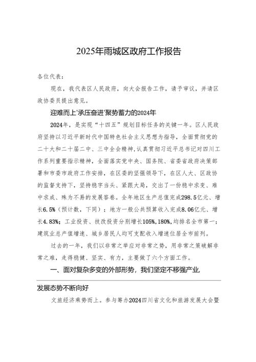 2025年雨城区政府工作报告.docx