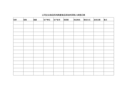 公司企业食品机构购置食品添加剂采购入库登记表1-1-5.docx