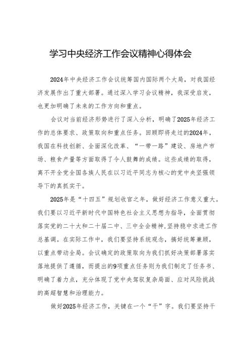 三篇学习贯彻2024年中央经济工作会议重要精神的心得体会.docx