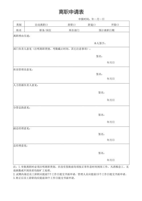离职申请表（管理层）.docx