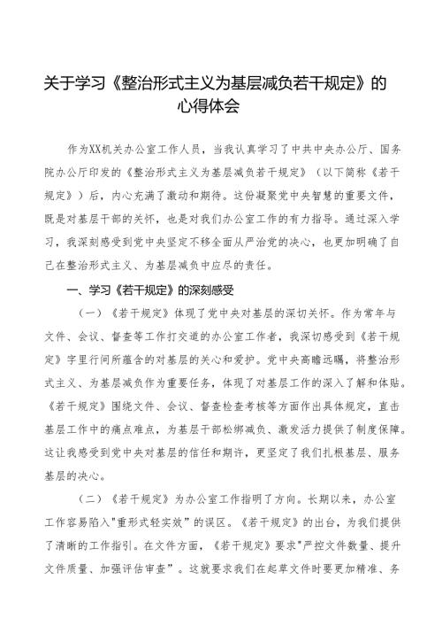学习《整治形式主义为基层减负若干规定》的心得体会三篇.docx