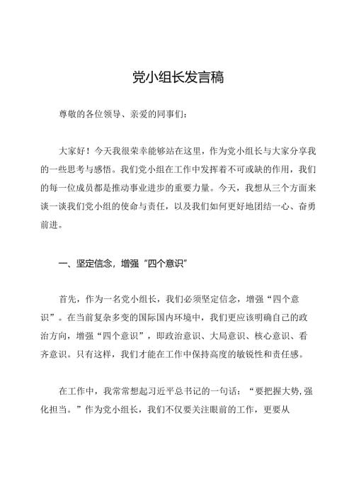 党小组长发言稿.docx