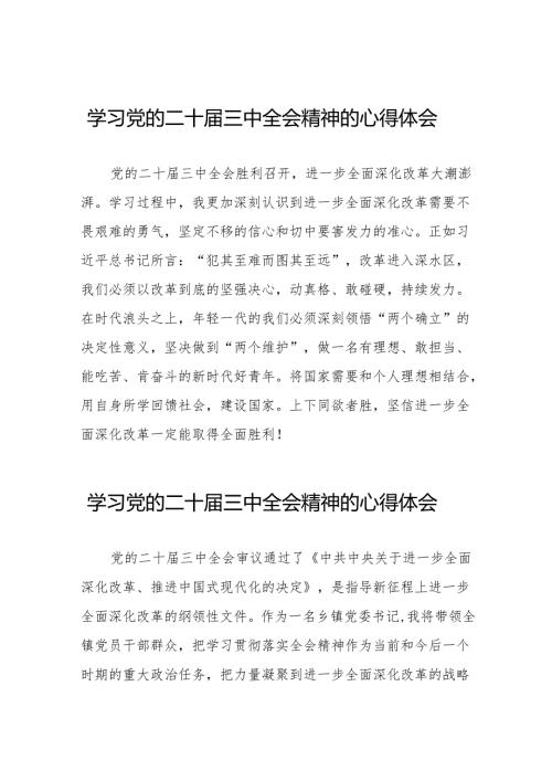中国共产党第二十届中央委员会第三次全体会议精神学习心得感悟32篇.docx