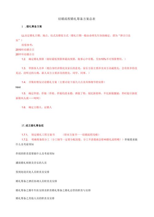 结婚流程婚礼筹备计划总表.docx