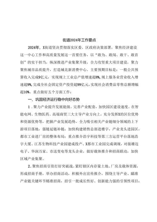 街道2024年工作要点（计划）.docx