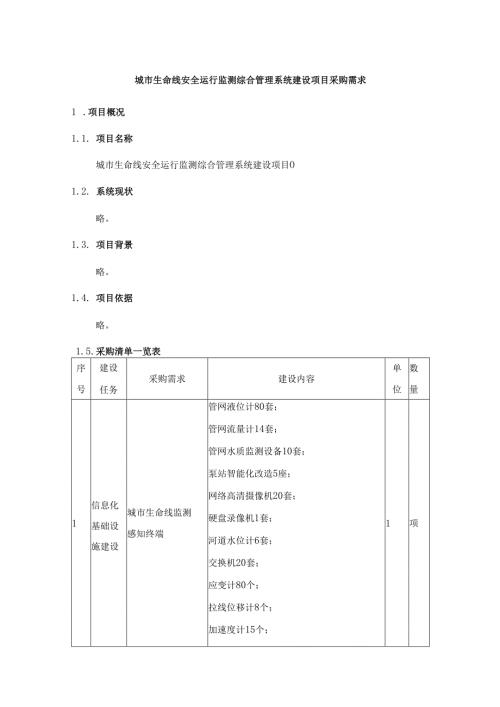 城市生命线安全运行监测综合管理系统采购需求.docx
