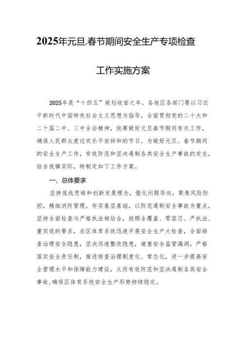 2025年乡镇开展元旦、春节期间安全生产专项检查工作实施方案 汇编3份.docx