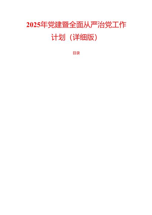 2025 年党建暨全面从严治党工作计划（详细版）.docx