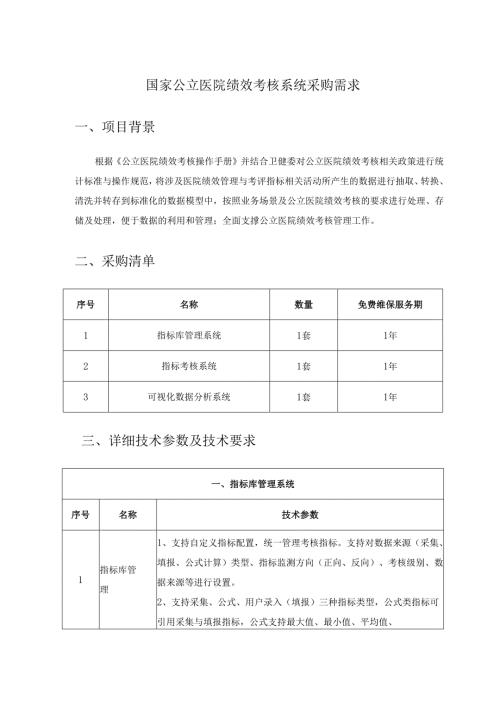 国家公立医院绩效考核系统采购需求.docx