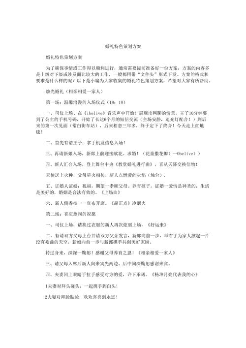 婚礼特色策划方案.docx