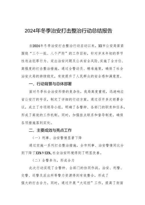 公安派出所2024年冬季治安打击整治行动工作总结十二篇.docx