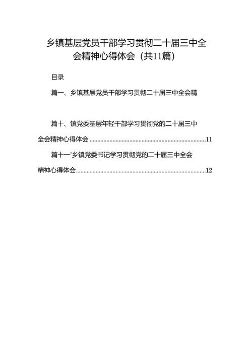 （11篇）乡镇基层党员干部学习贯彻二十届三中全会精神心得体会范文.docx