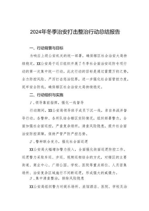 公安机关关于2024年冬季治安打击整治行动工作总结11篇.docx