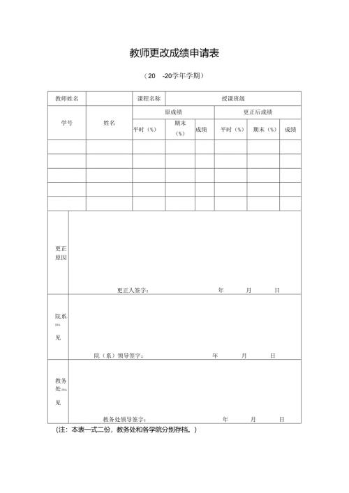 玉溪师范学院教师更改成绩申请表.docx