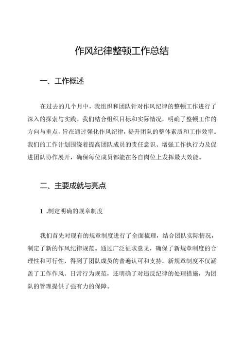 作风纪律整顿工作总结.docx