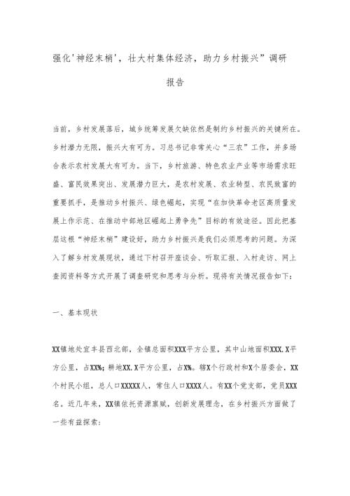强化‘神经末梢’壮大村集体经济助力乡村振兴”调研报告.docx