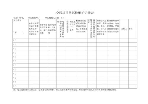 空压机日常巡检维护记录表.docx