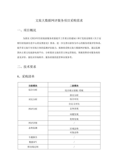 文旅大数据网评服务项目采购需求.docx