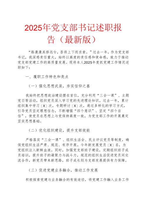 2025年党支部书记述职报告 .docx
