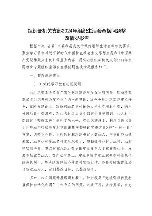 2024年组织生活会材料精选两篇合辑（对照检查+整改报告）.docx