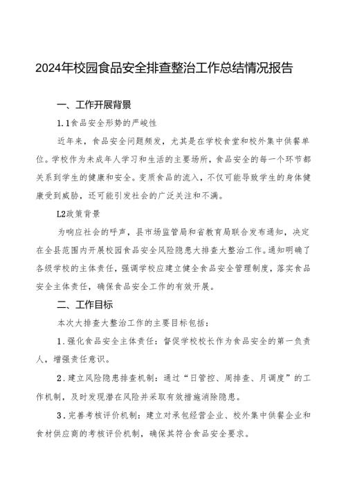 2024年学校落实食品安全主体责任暨风险隐患大排查大整治工作总结报告十篇.docx