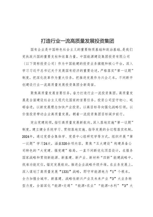 打造行业一流高质量发展投资集团.docx