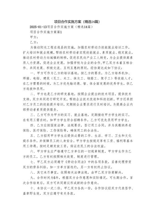 项目合作实施方案（精选14篇）.docx