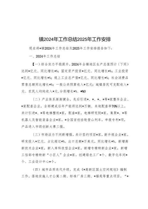 镇2024年工作总结2025年工作安排.docx