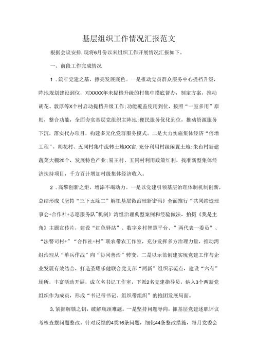 基层组织工作情况汇报范文.docx