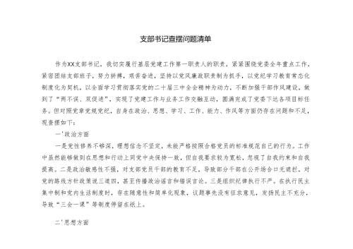 2025年支部书记查摆问题清单.docx