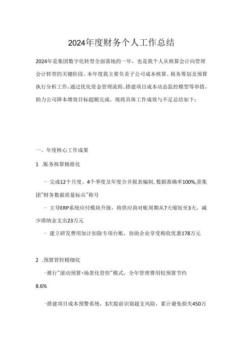 2024年度财务个人工作总结.docx