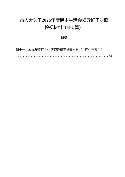 （11篇）市人大关于2025年度民主生活会领导班子对照检视材料精选.docx