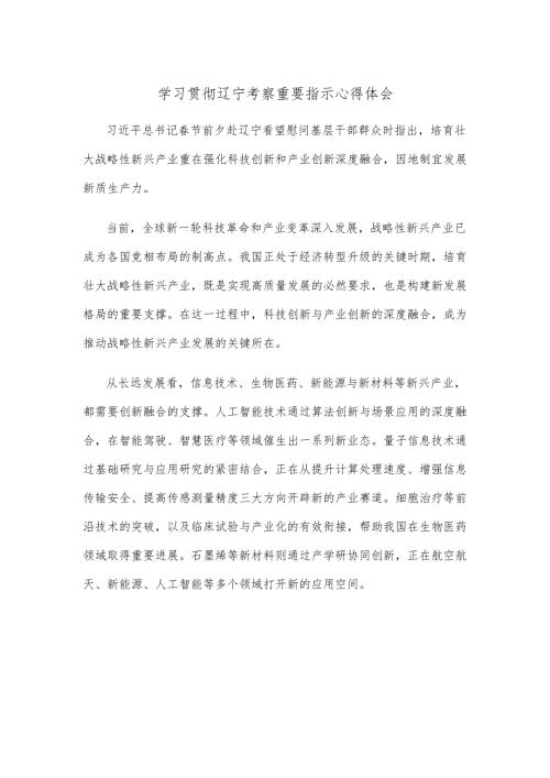 学习贯彻辽宁考察重要指示心得体会.docx