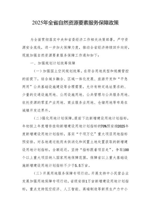 《2025年浙江省自然资源要素服务保障政策》.docx
