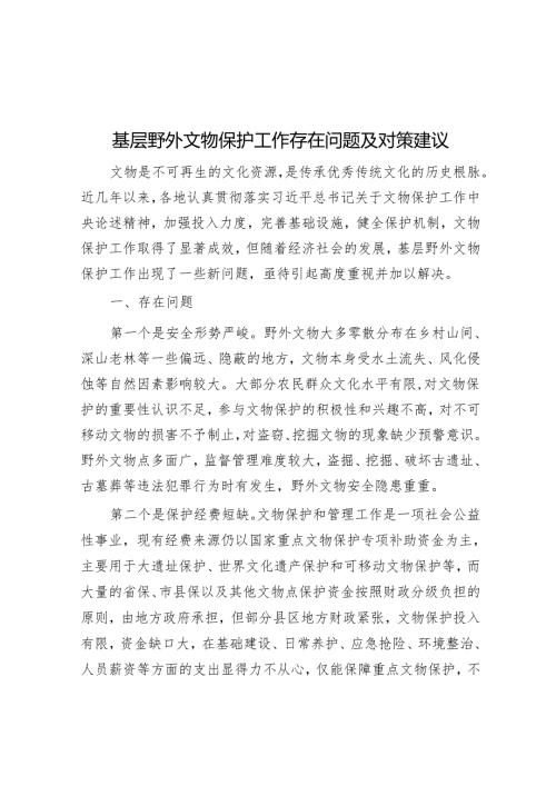 基层野外文物保护工作存在问题及对策建议.docx