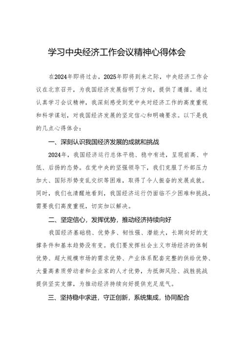 九篇学习2024年中央经济工作会议精神的心得体会最新版.docx