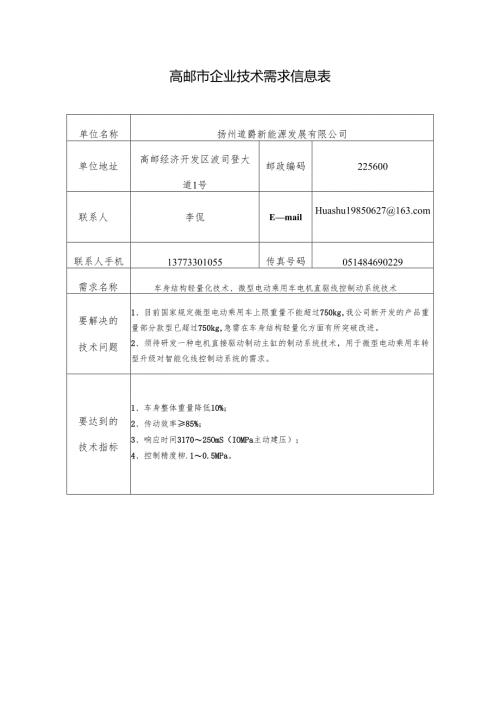 高邮市企业技术需求信息表.docx