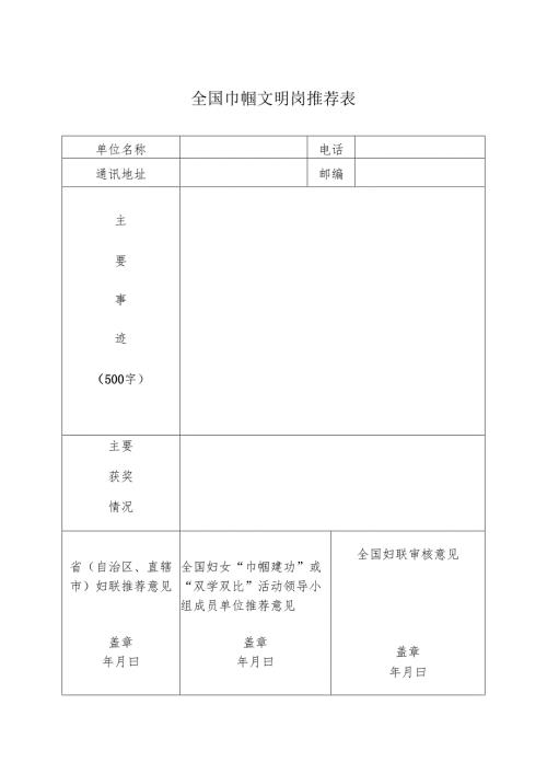 全国城乡妇女巾帼建功活动先进集体推荐表.docx