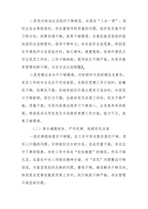 支部委员会2024-2025年度组织生活个人检查发言对照材料（四个带头） 八篇.docx